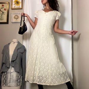 All That Jazz White Lace Vintage Maxi Dress